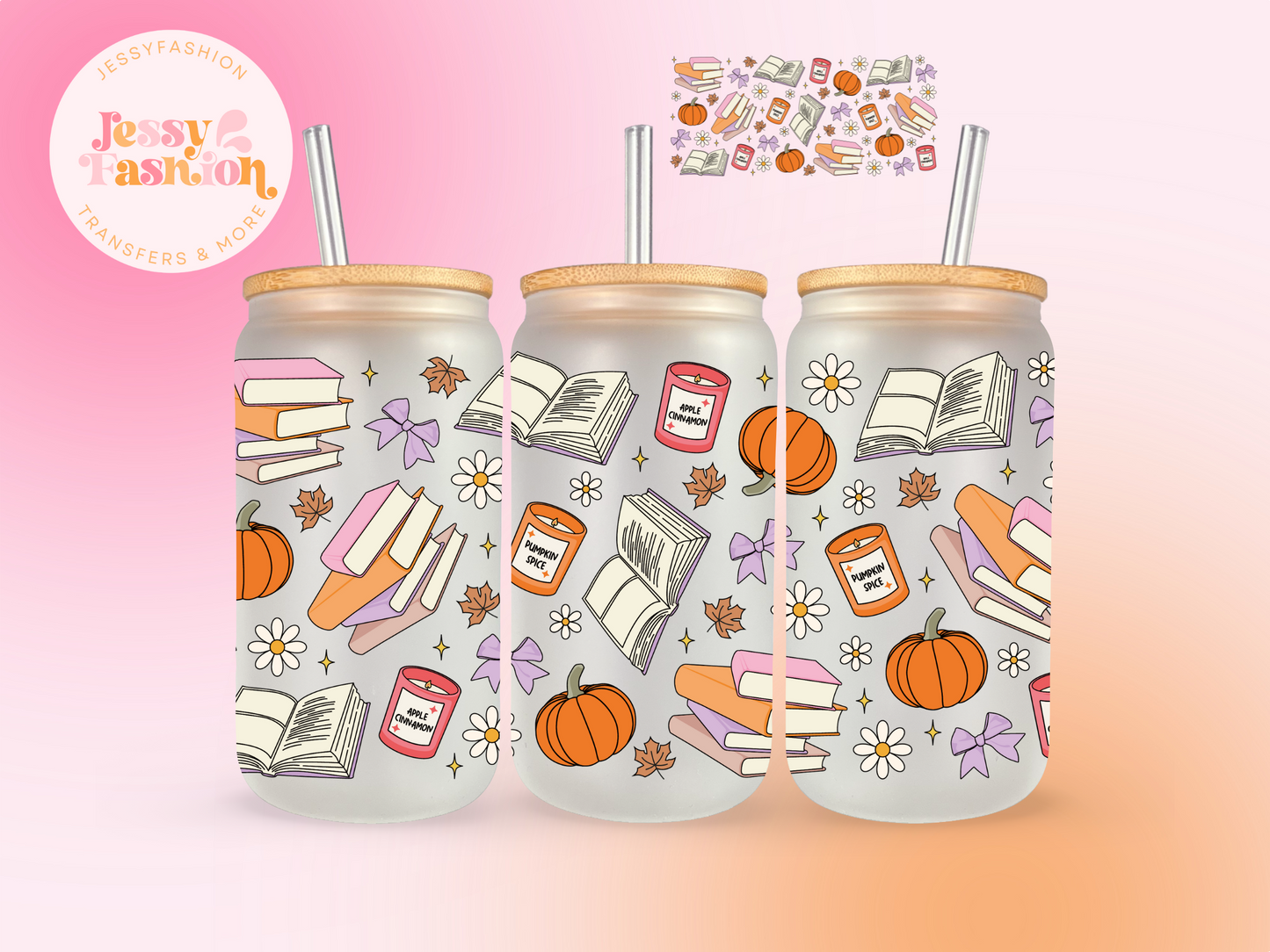 Fall Bookish UV DTF CUP WRAP