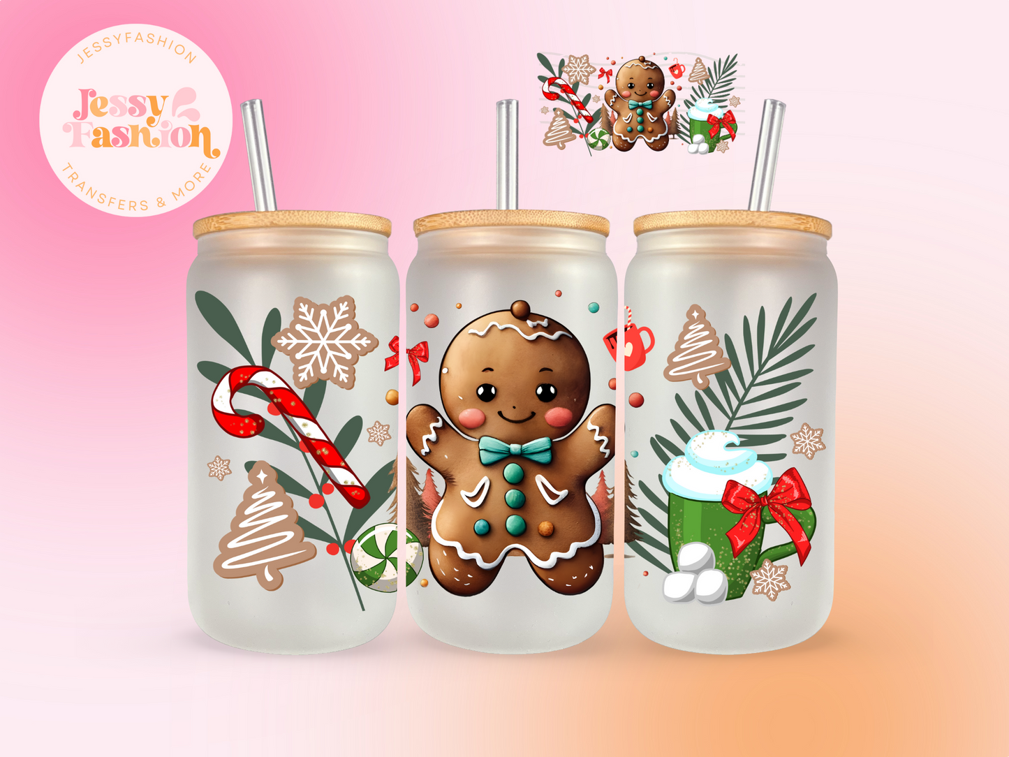 Cute Gingerbread Christmas UV DTF WRAP