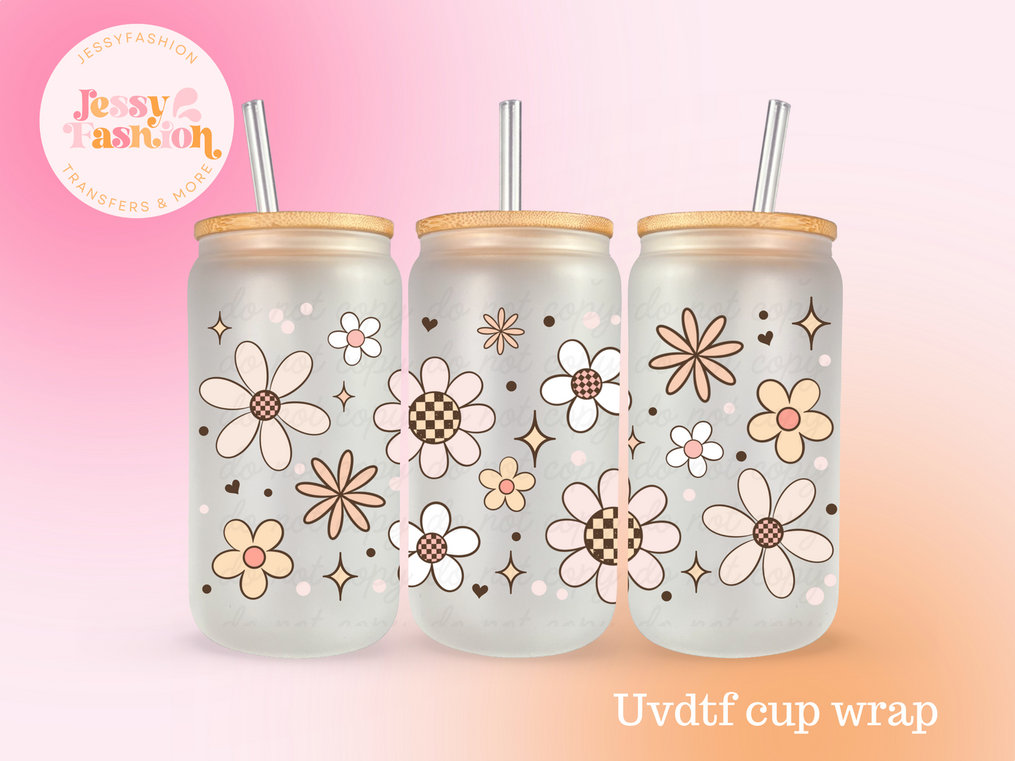 Daisy flowers UV DTF CUP WRAP