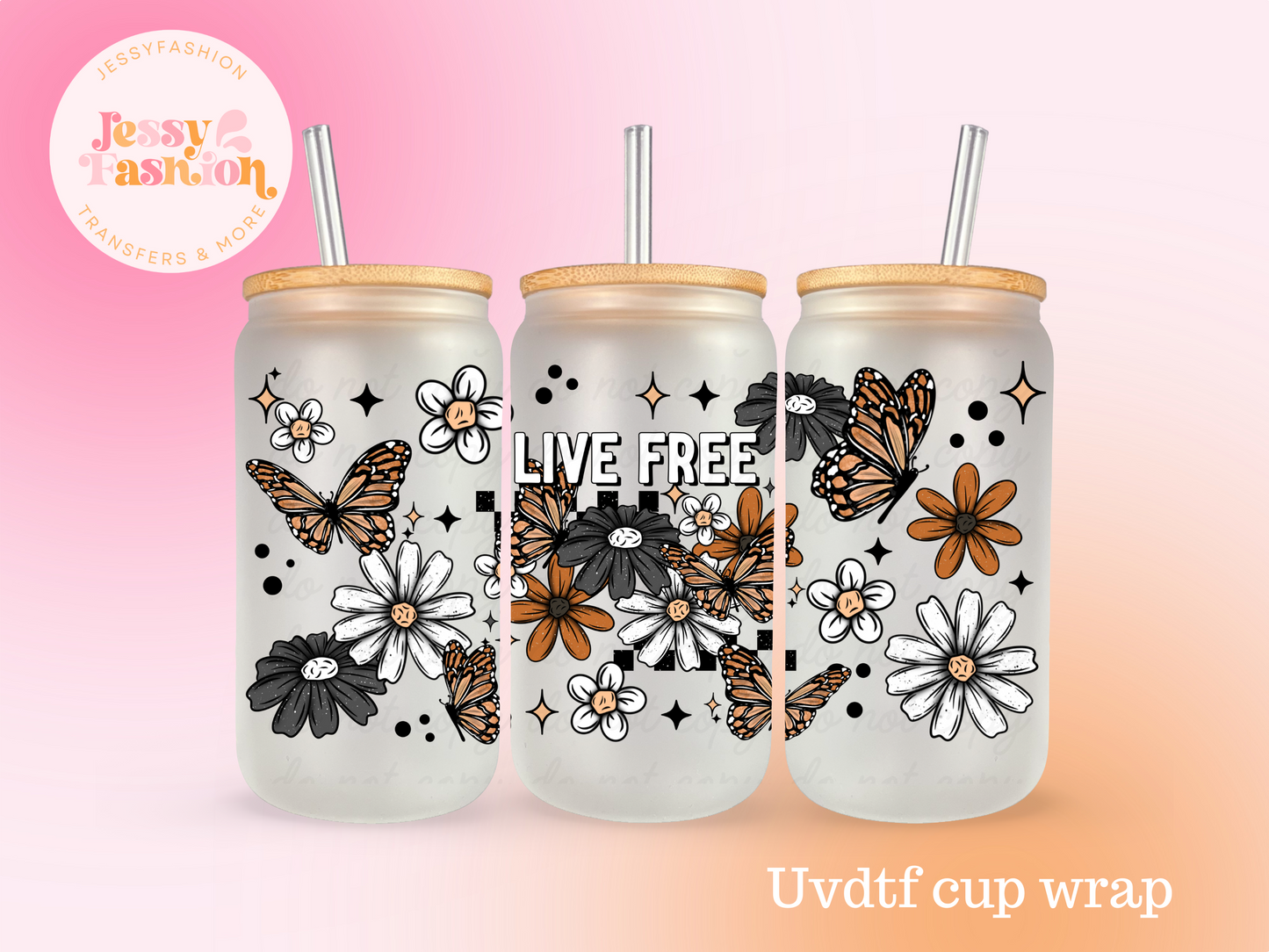 Live Free UV DTF CUP WRAP