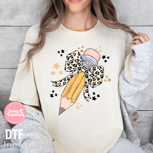 Pencil with bow DTF Shirt Transfer