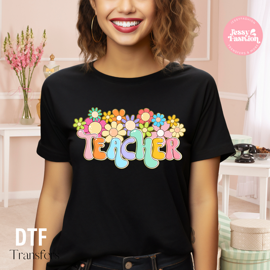 Teacher Floral DTF transfer