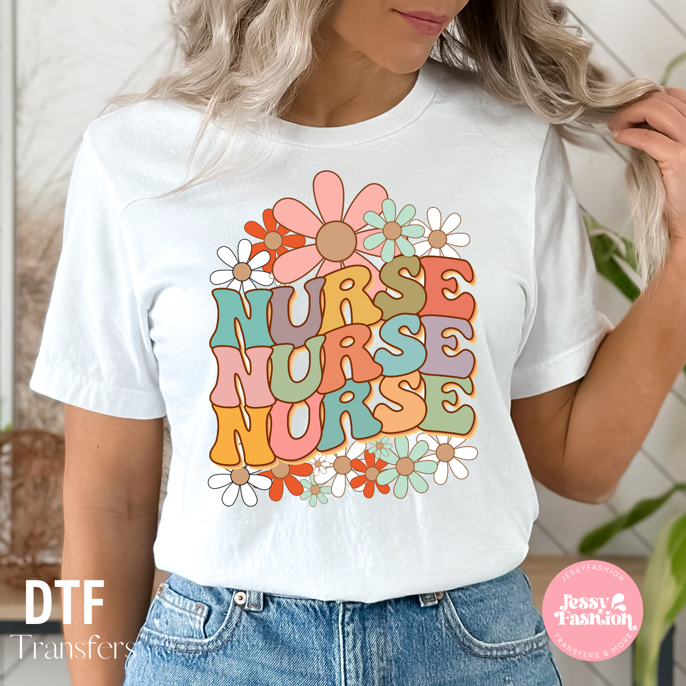 Nurse Floral DTF transfer