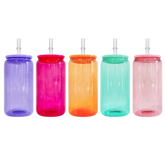 Colored Jelly glass can 16oz