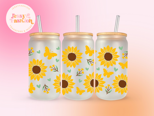 Sunflower and Butterflies UV DTF CUP WRAP