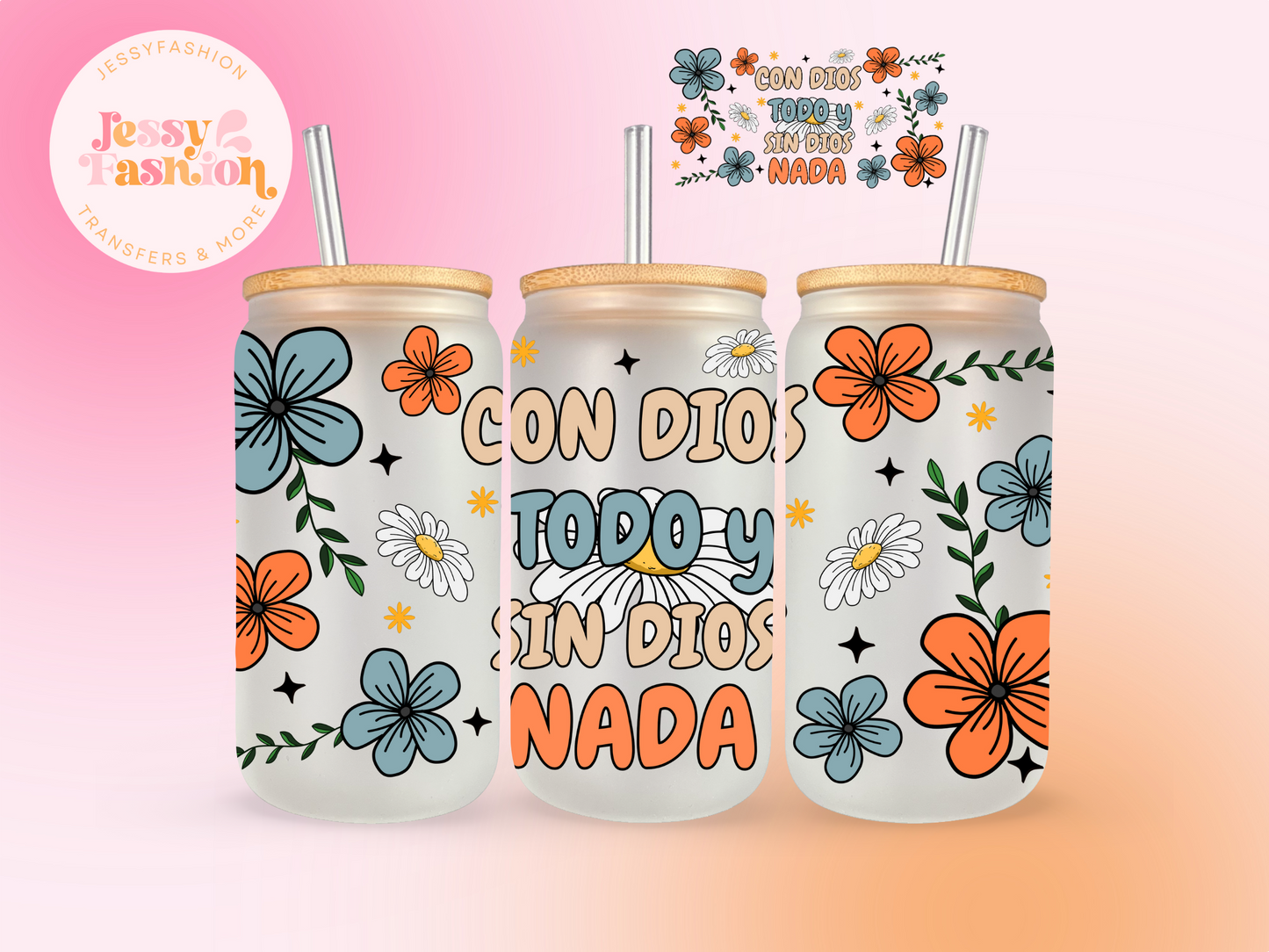 Con dios todo y sin dios nada UV DTF CUP WRAP