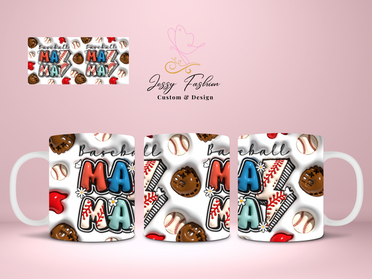 Baseball Mama 3D sublimation mug transfer