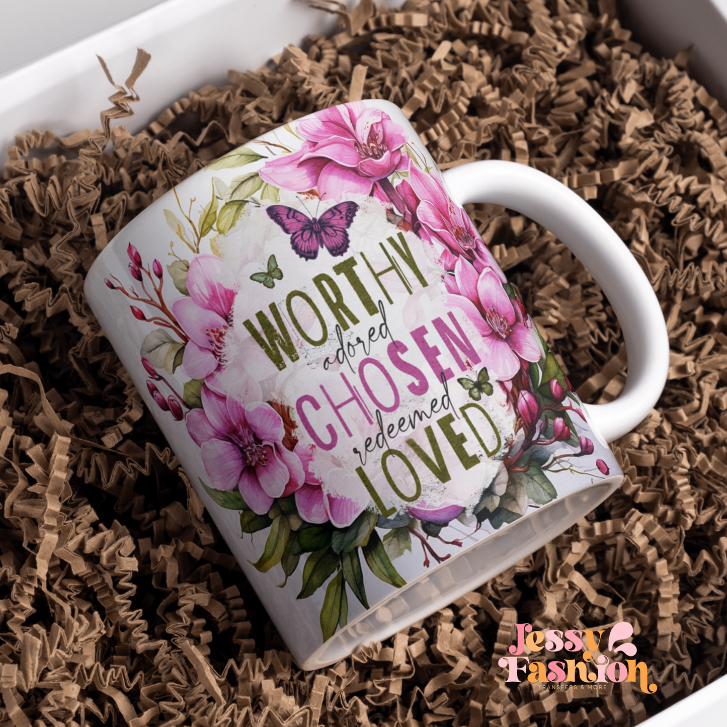 Worthy, Chosen, Loved mug 11oz Sublimation transfer