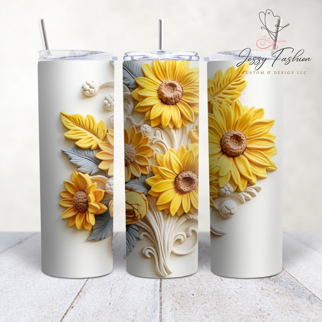 3D Sunflowers Tumbler