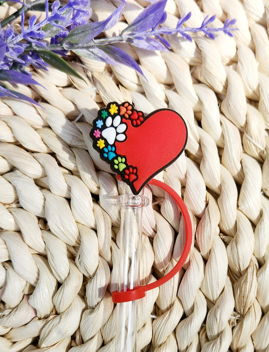 Paw heart Straw Cover