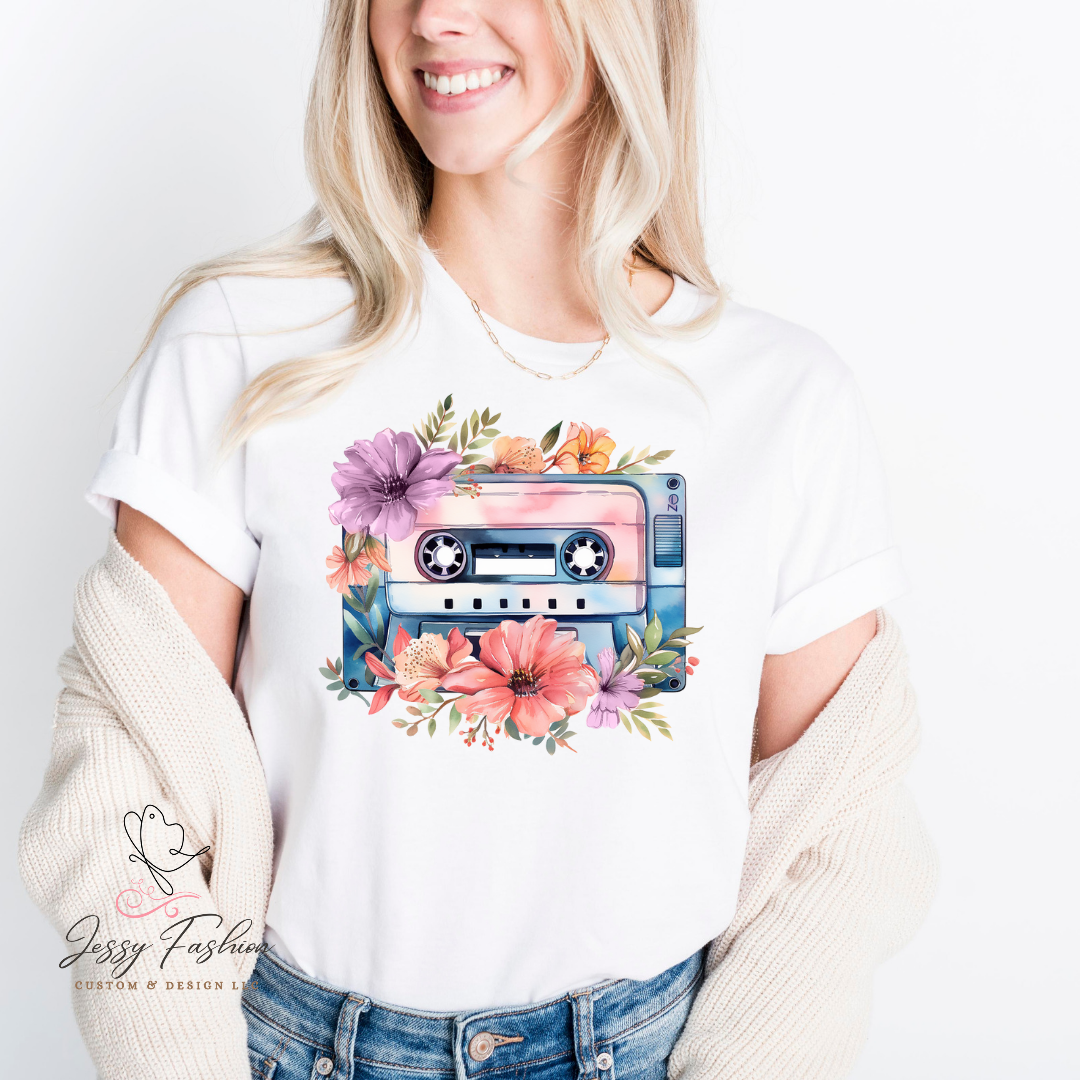 Cassette Floral DTF Transfer