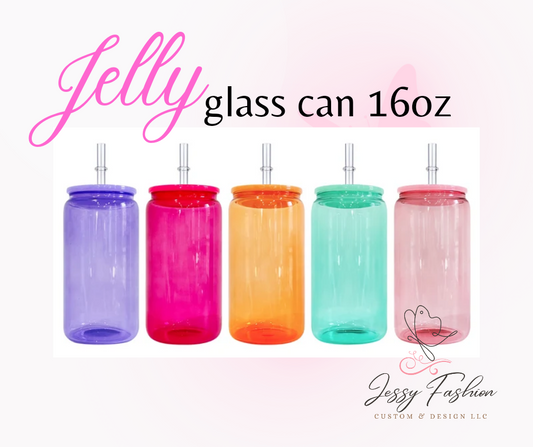 Colored Jelly glass can 16oz