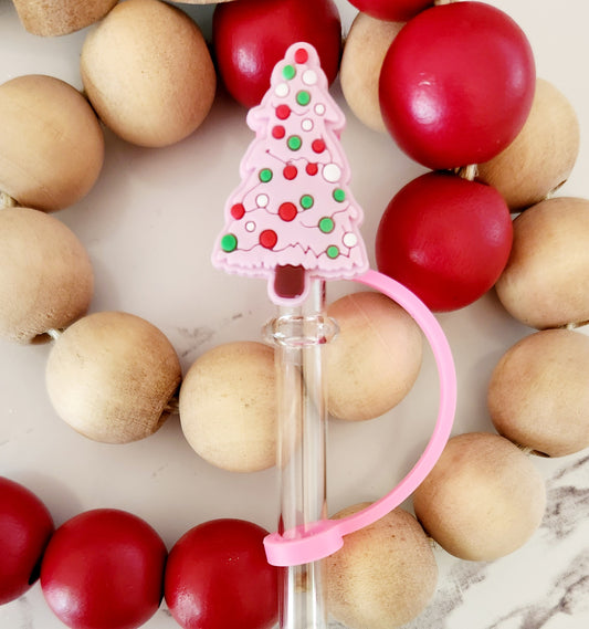 Pink Christmas Tree Straw Cover