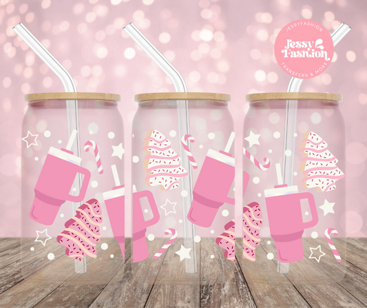 Pink Cups tree cakes UV DTF Cup wrap