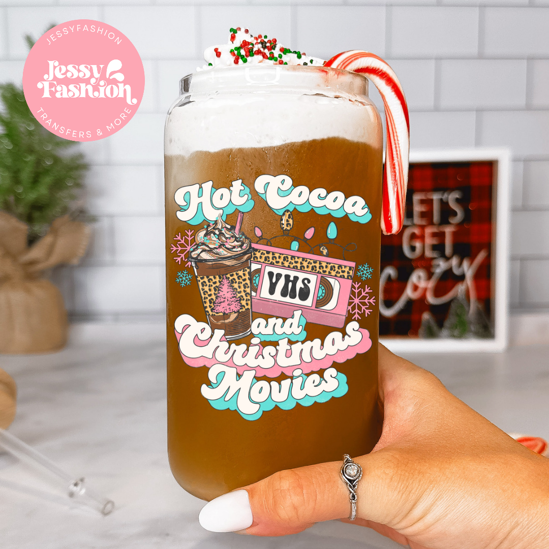 Hot Cocoa and Christmas Movies UV DTF Decal