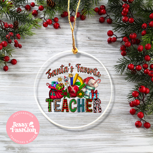 Santa's favorite Teacher Ornament Decal