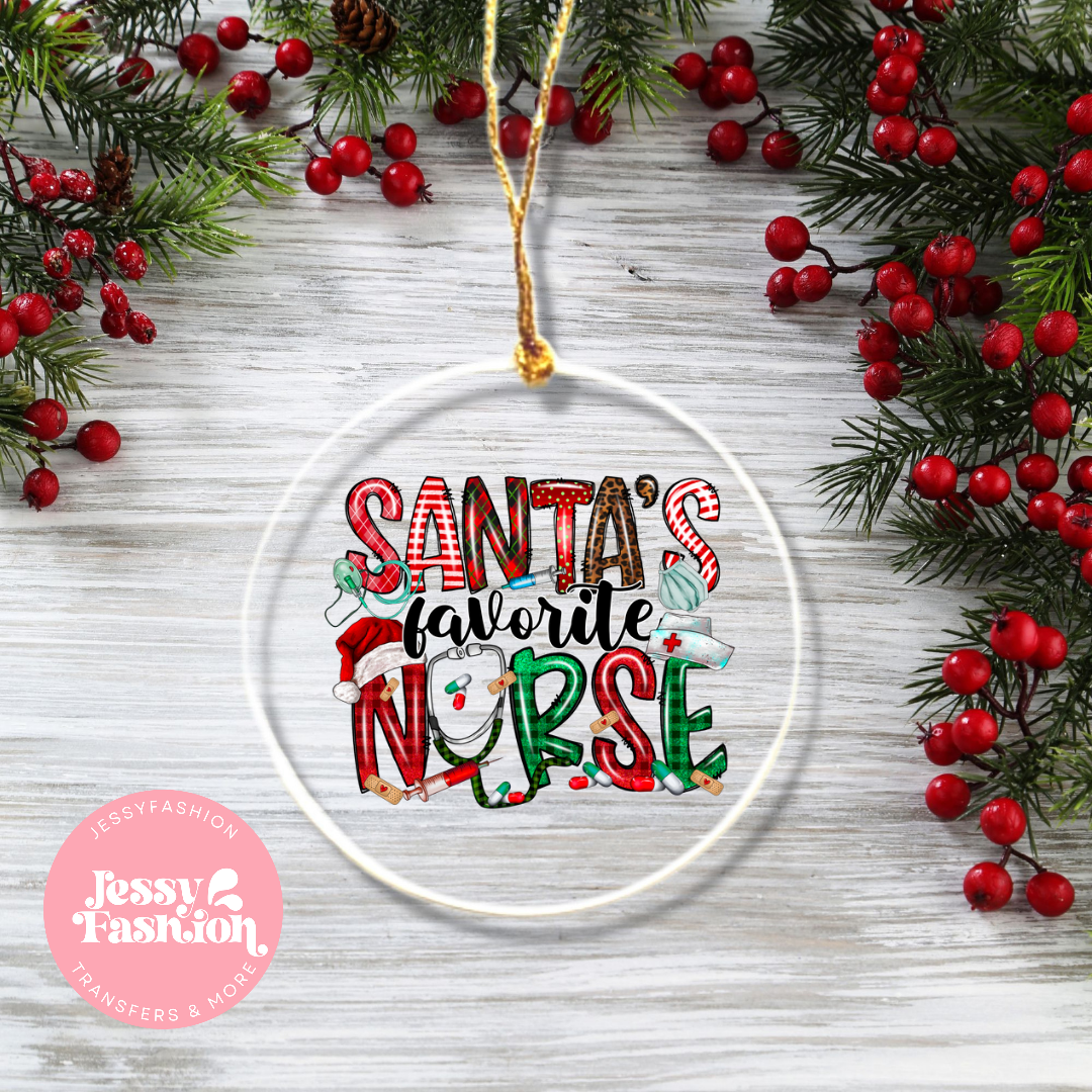 Santa's favorite nurse Ornament Decal