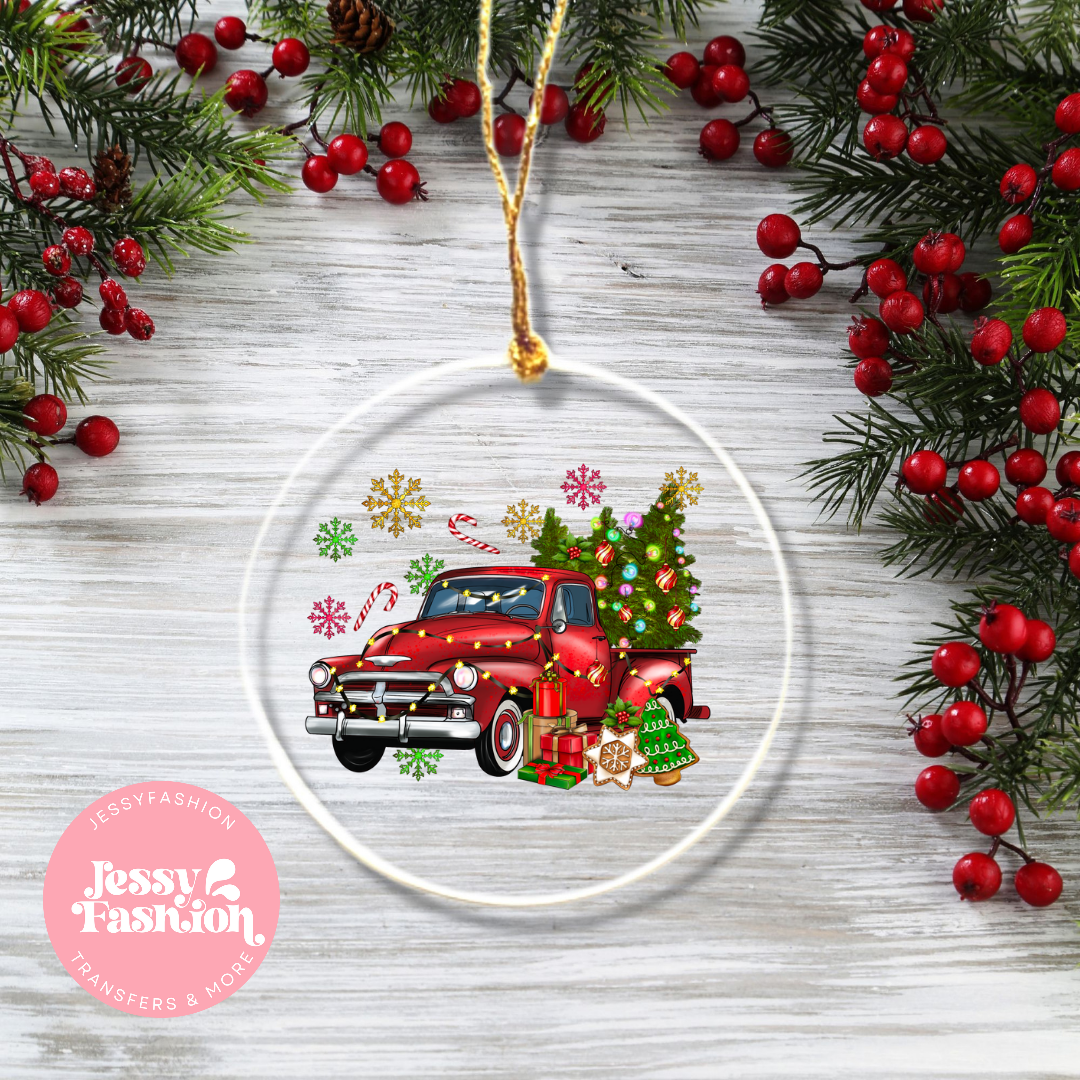 Red Truck Ornament Decal