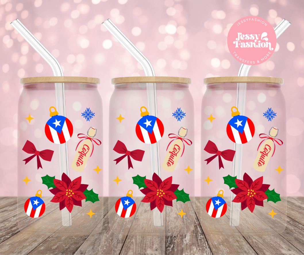 Navidad Boricua y Coquito UV DTF CUP WRAP