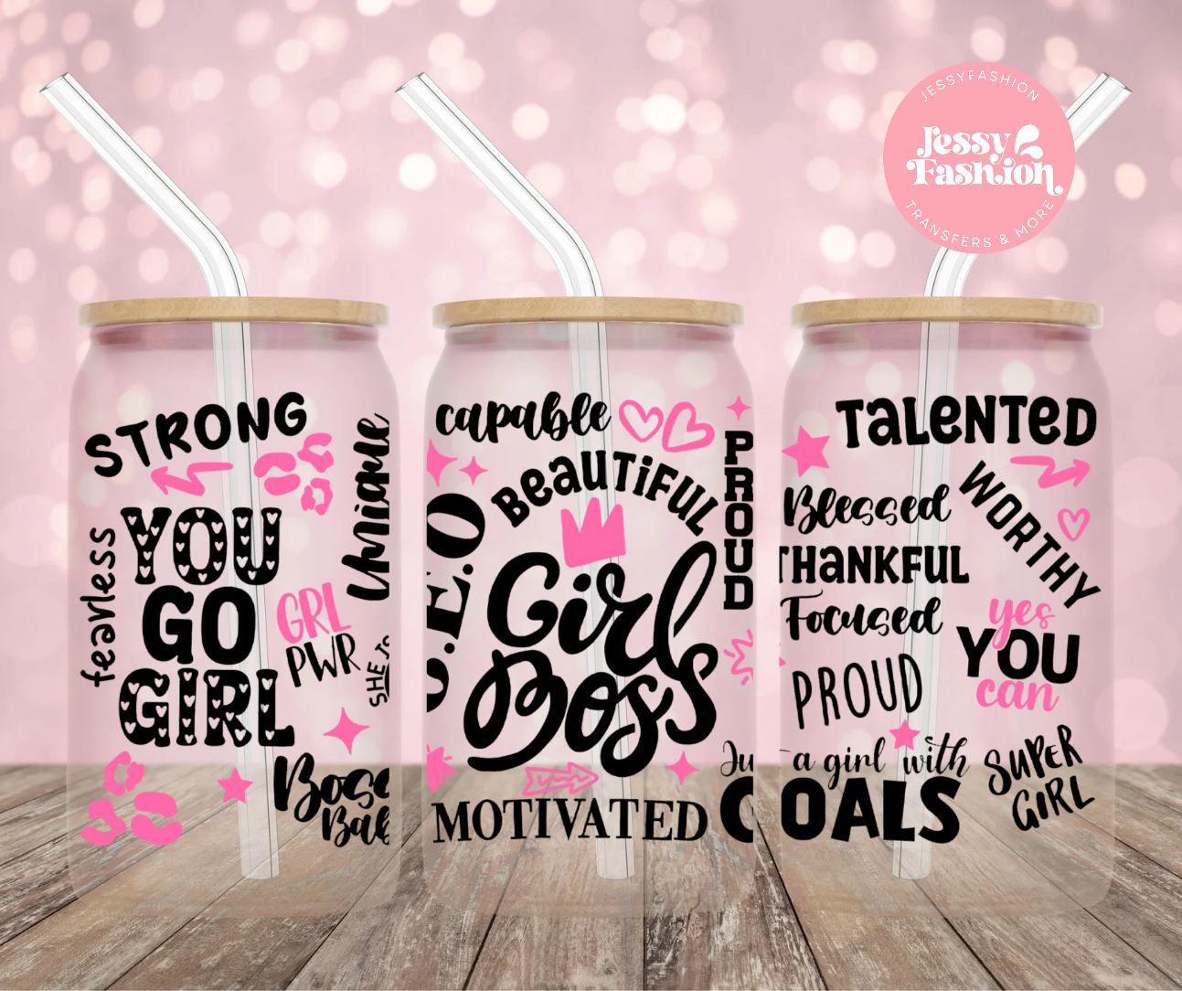 Girl Boss Affirmations UV DTF CUP WRAP