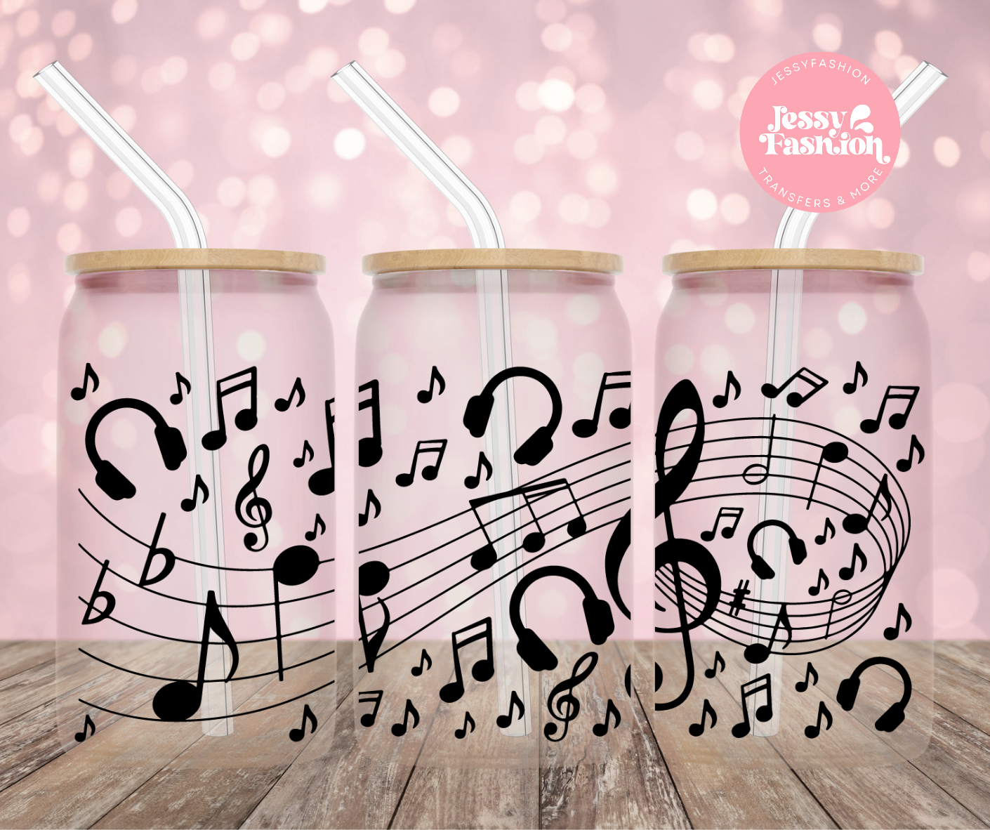 Music notes UV DTF CUP WRAP