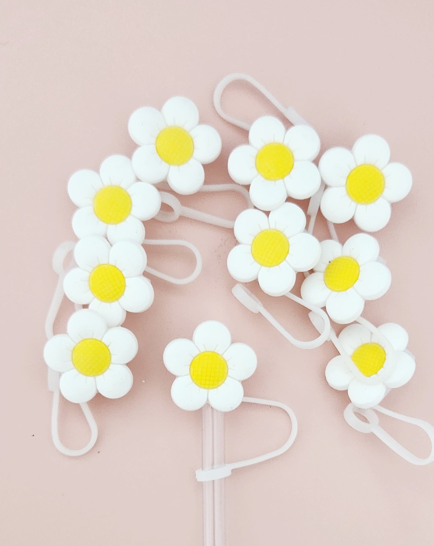 White daisy Straw Cover