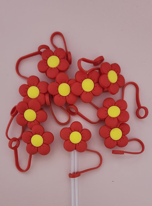 Red Daisy Straw Cover