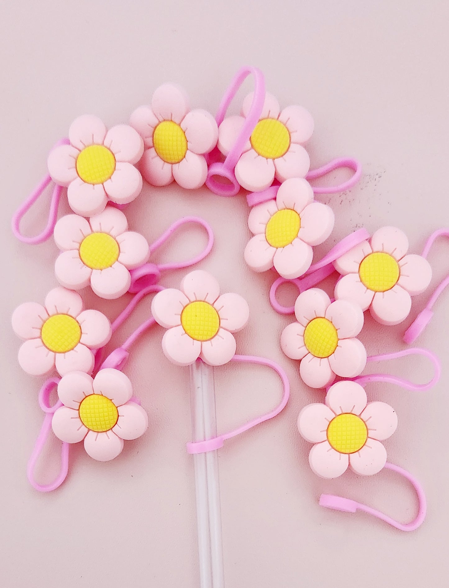 Pink Daisy Straw Cover