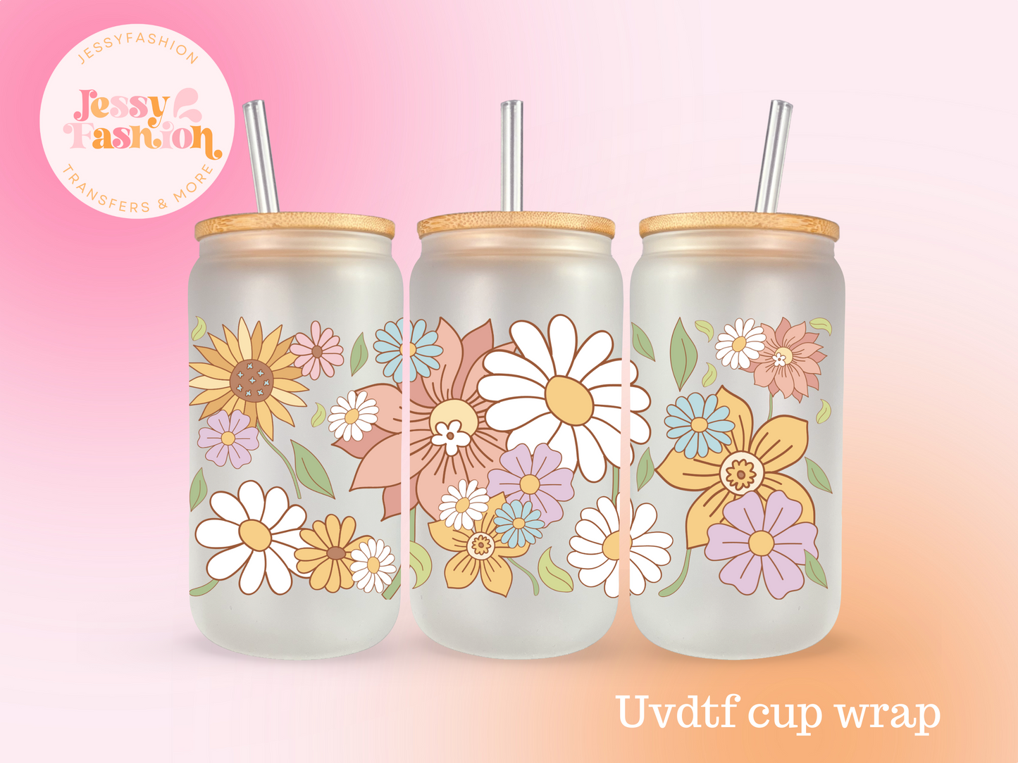 Pretty Flowers UV DTF CUP WRAP