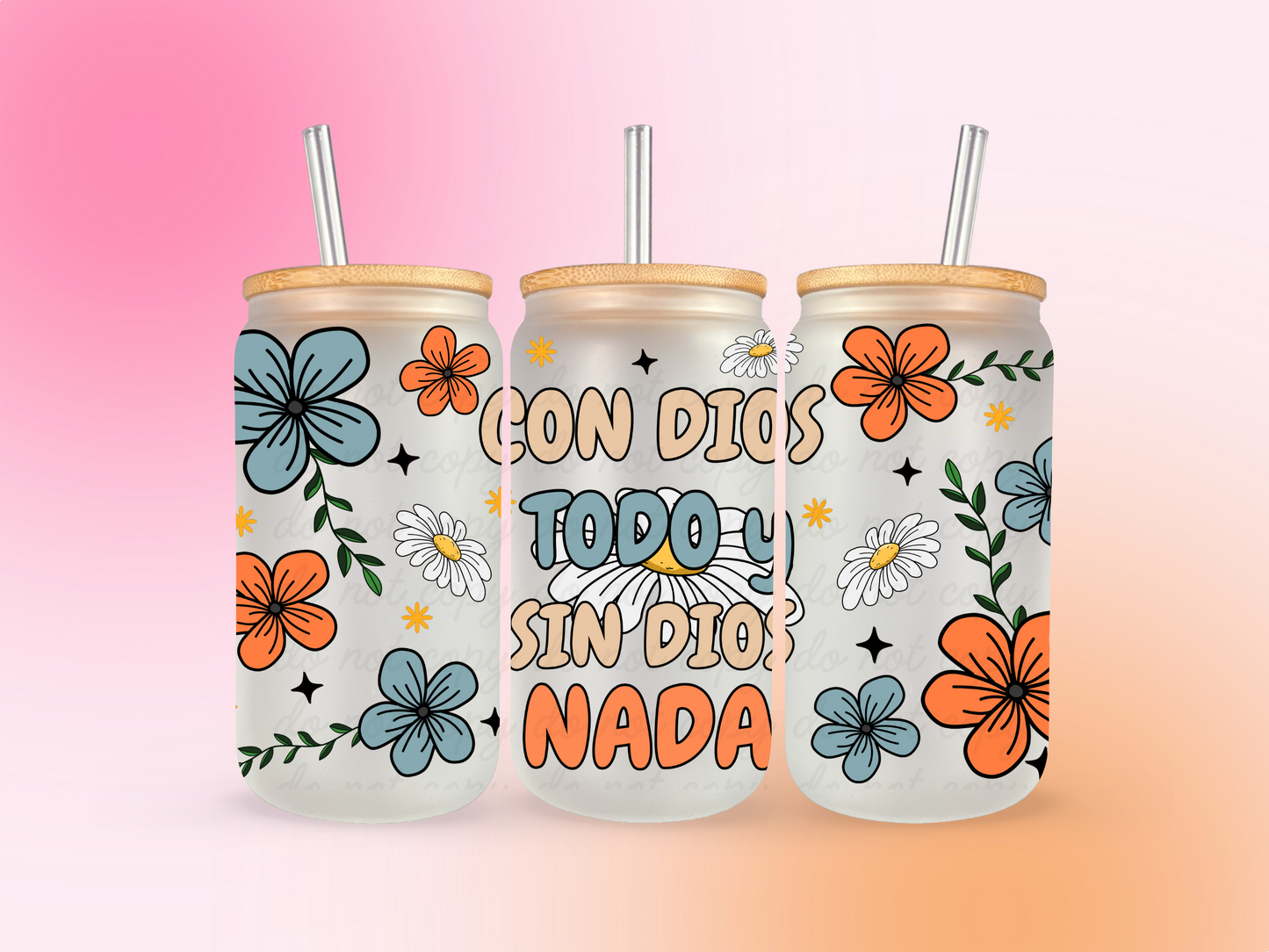 Con dios todo y sin dios nada UV DTF CUP WRAP