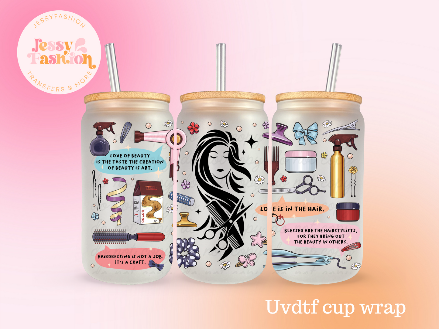 Hair Stylist UV DTF CUP WRAP