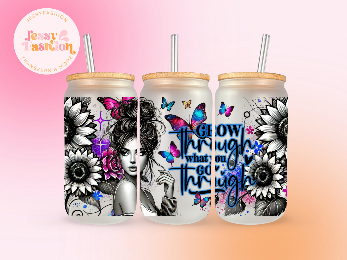 Grow through what you go through UV DTF CUP WRAP