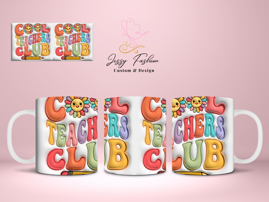 Cool teachers Club inflated sublimation mug transfer