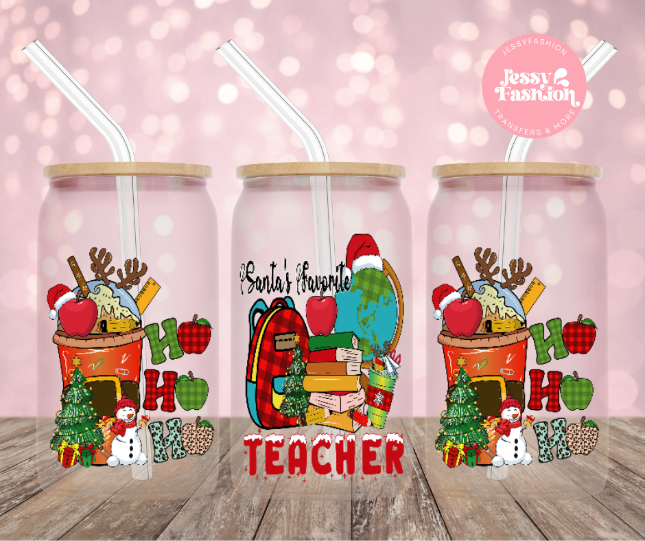 Santa's Favorite Teacher UV DTF wrap