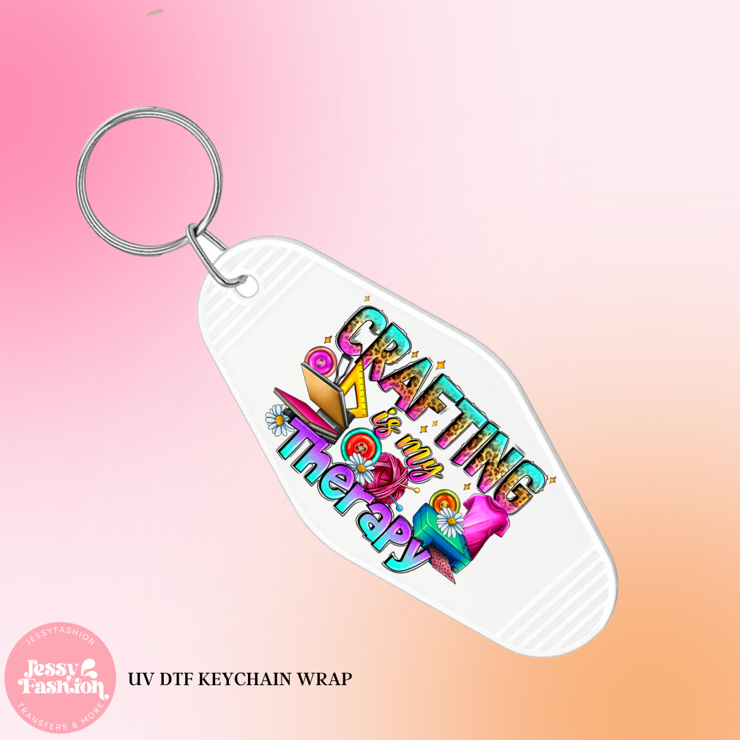 Crafting is my therapy Keychain Decal