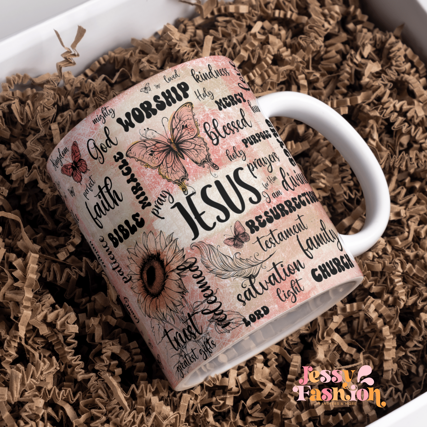 Jesus and Faith words Mug