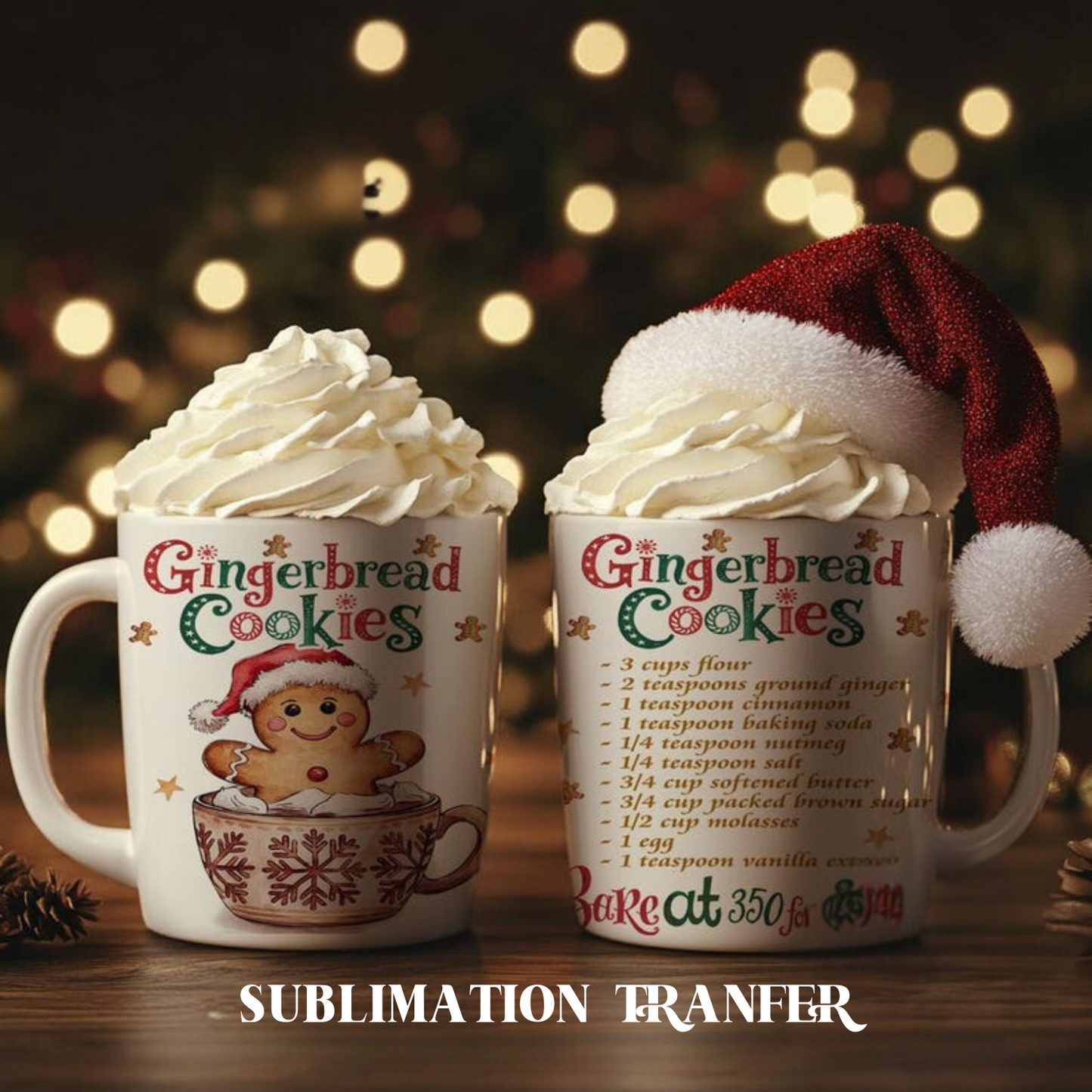 Gingerbread Cookies recipe mug 11oz Sublimation transfer