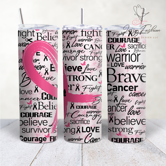 Pink Ribbon Affirmations inflated Tumbler