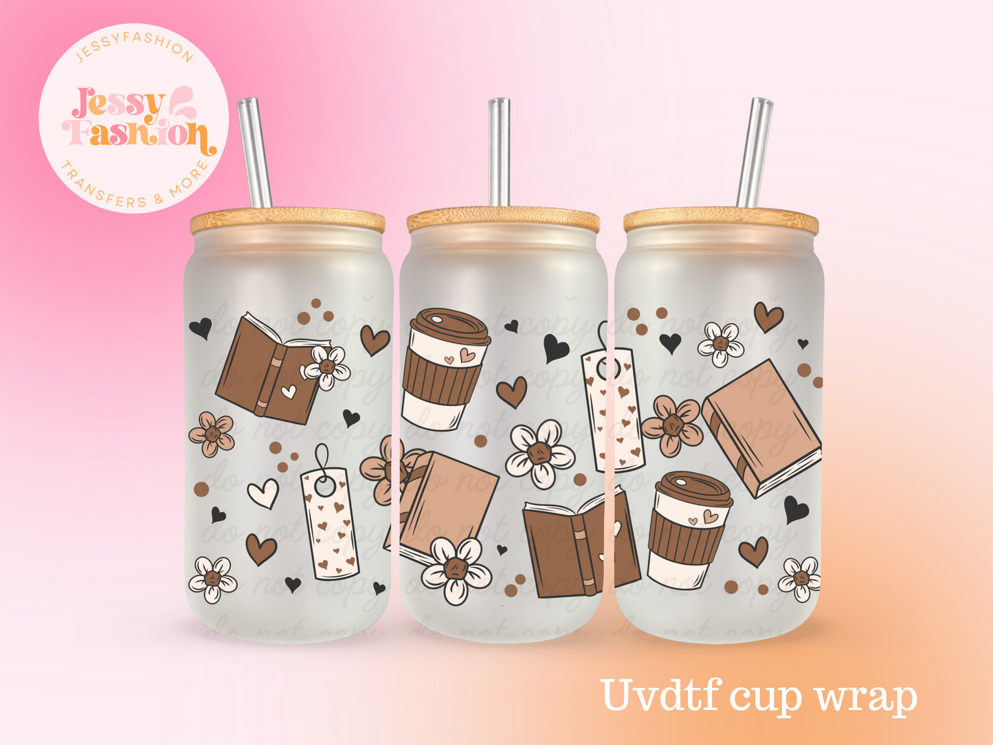 Coffee and Books UV DTF CUP WRAP