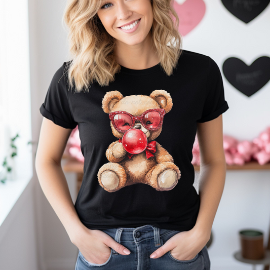 Bubblegum love Teddy Bear Dtf Shirt Transfer