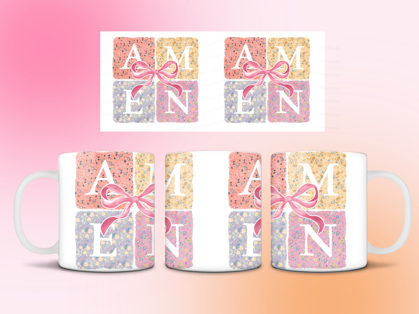 Amen Spring Bow mug 11oz Sublimation transfer