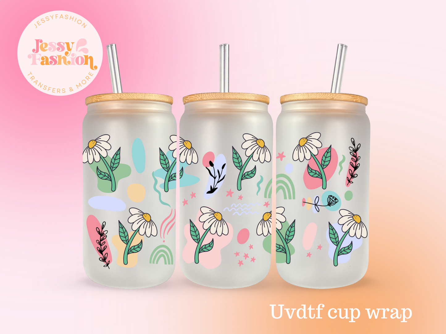 Pretty Flower Flowers UV DTF CUP WRAP