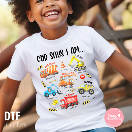 God says I am kids DTF Shirt Transfer