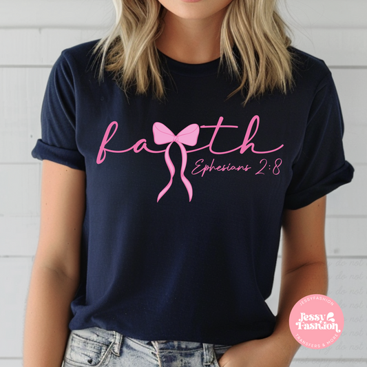 Faith pink bow DTF Shirt Transfer