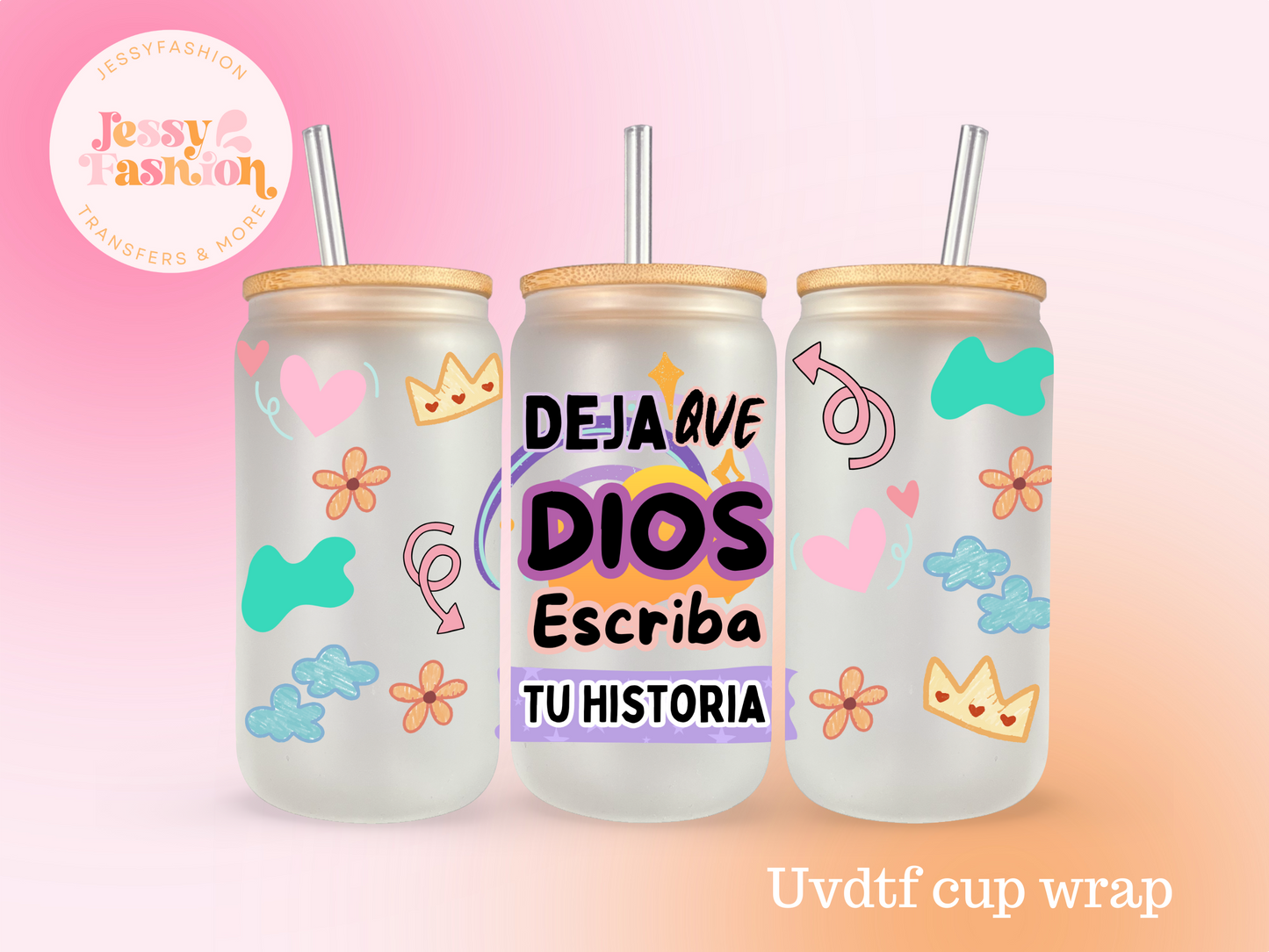 Deja que Dios escriba tu historia UV DTF CUP WRAP