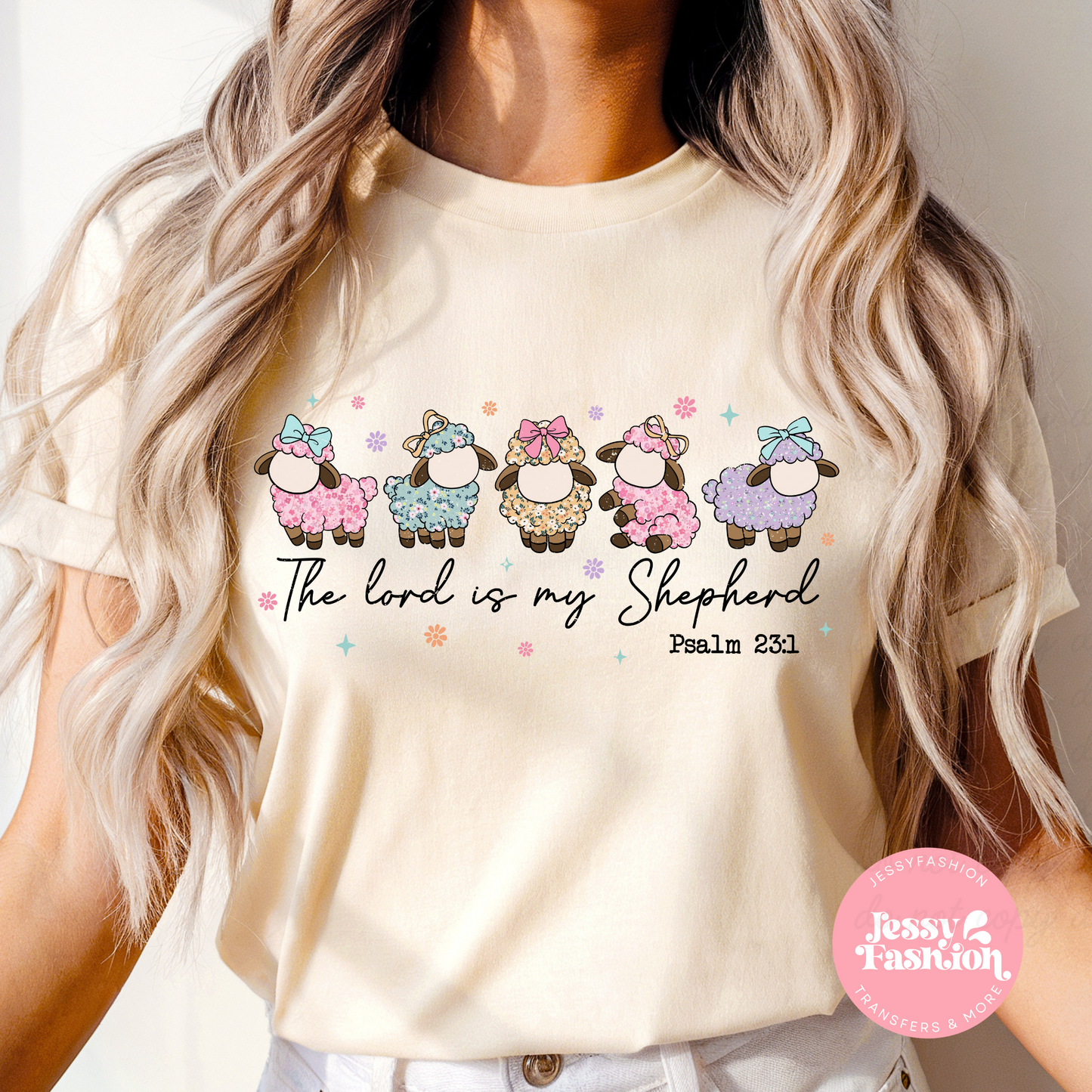 Cute sheeps the Lord is my shepherd  DTF Shirt Transfer