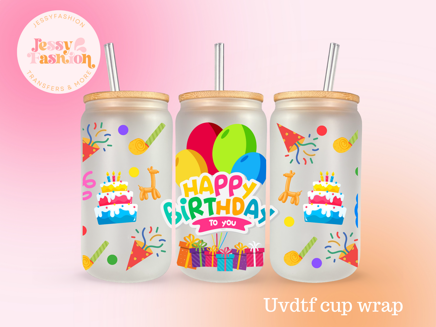 Happy Birthday to you UV DTF CUP WRAP