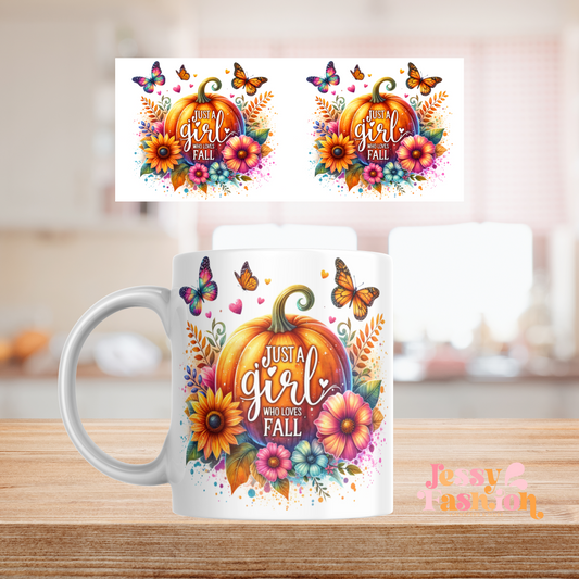 Just a girl who loves fall mug 11oz Sublimation transfer