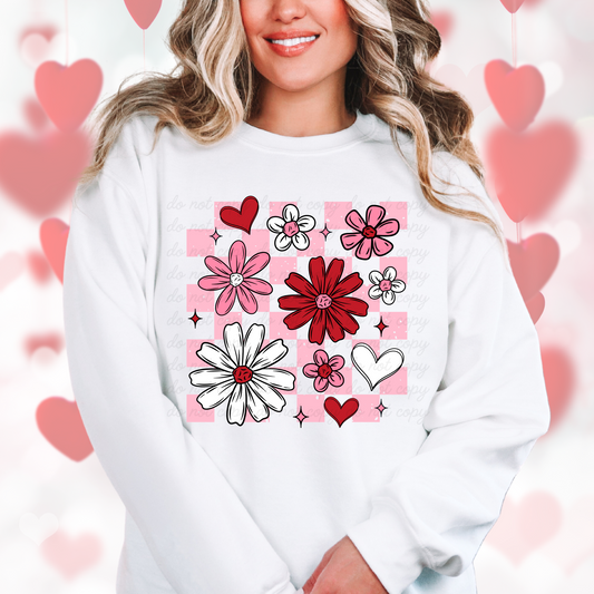 Floral  Valentines Dtf Shirt Transfer