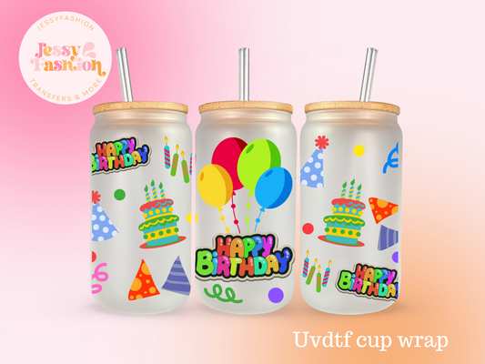 Happy Birthday Balloons UV DTF CUP WRAP